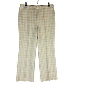 Lucky Britches Womans 14/16 Pants Pull On Tan White Plaid Vintage Comfort Waist